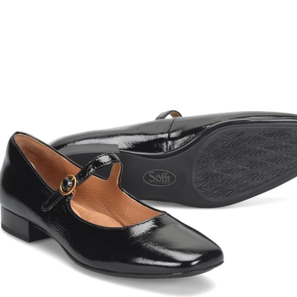 sofft elsey black patent leather mary jane shoes
